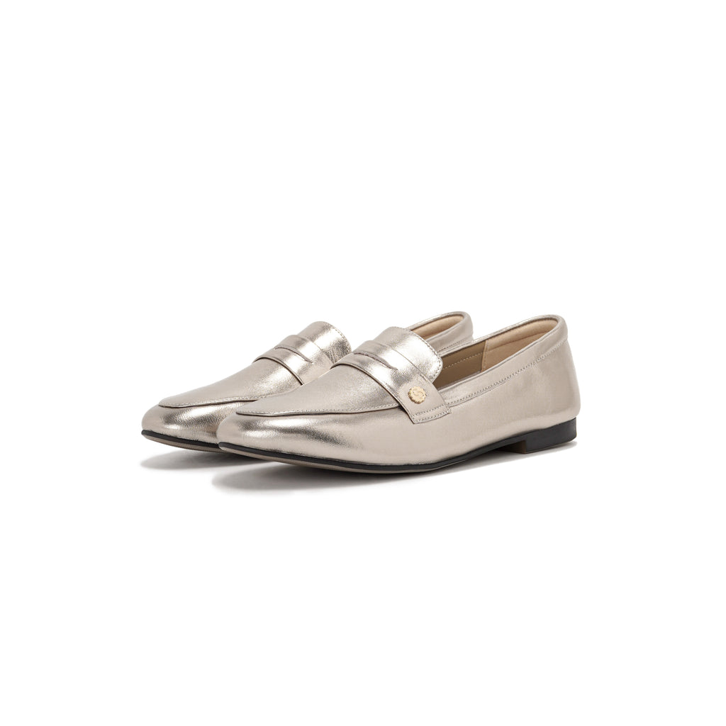 Almond-Toe Penny Loafers - Champagne