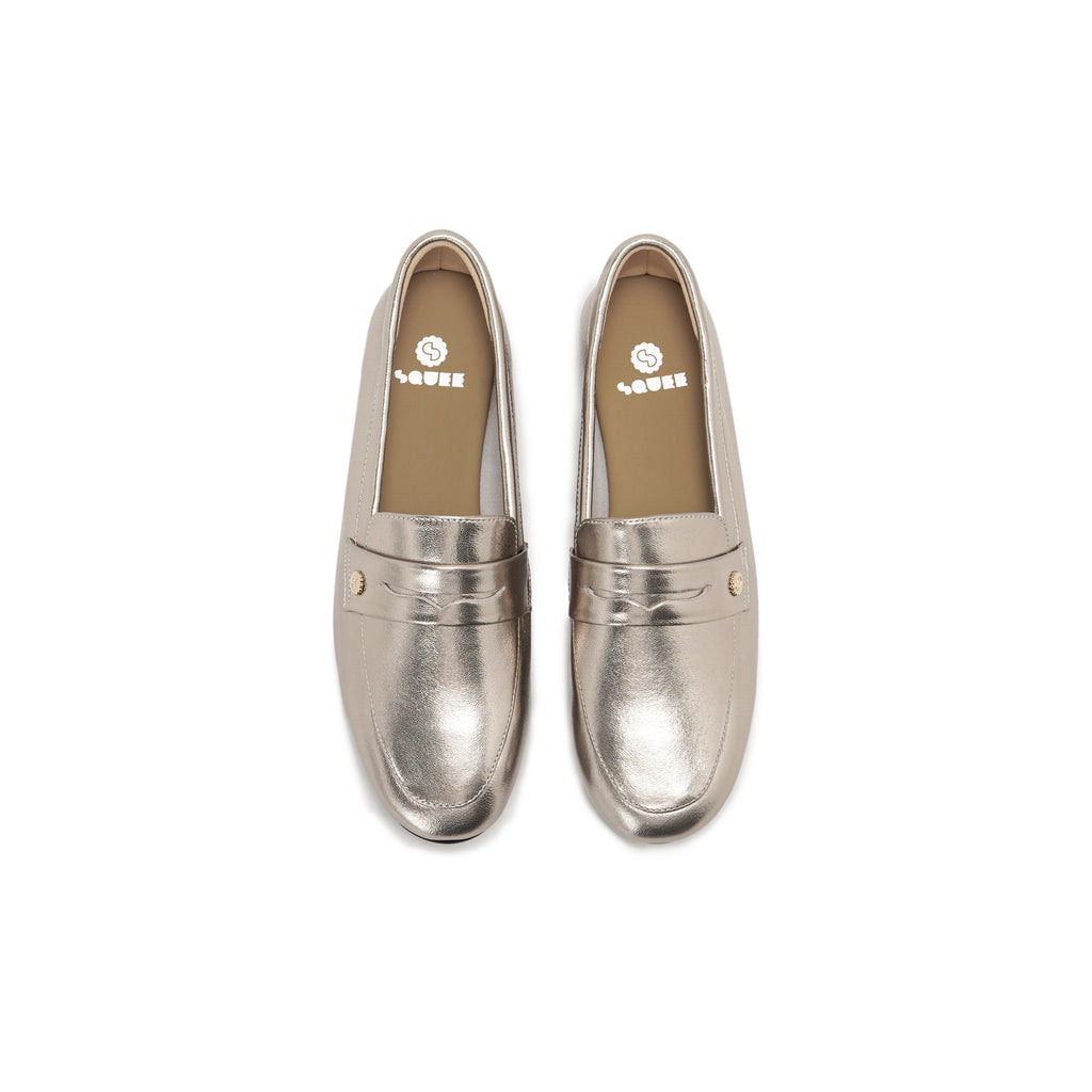 Almond-Toe Penny Loafers - Champagne