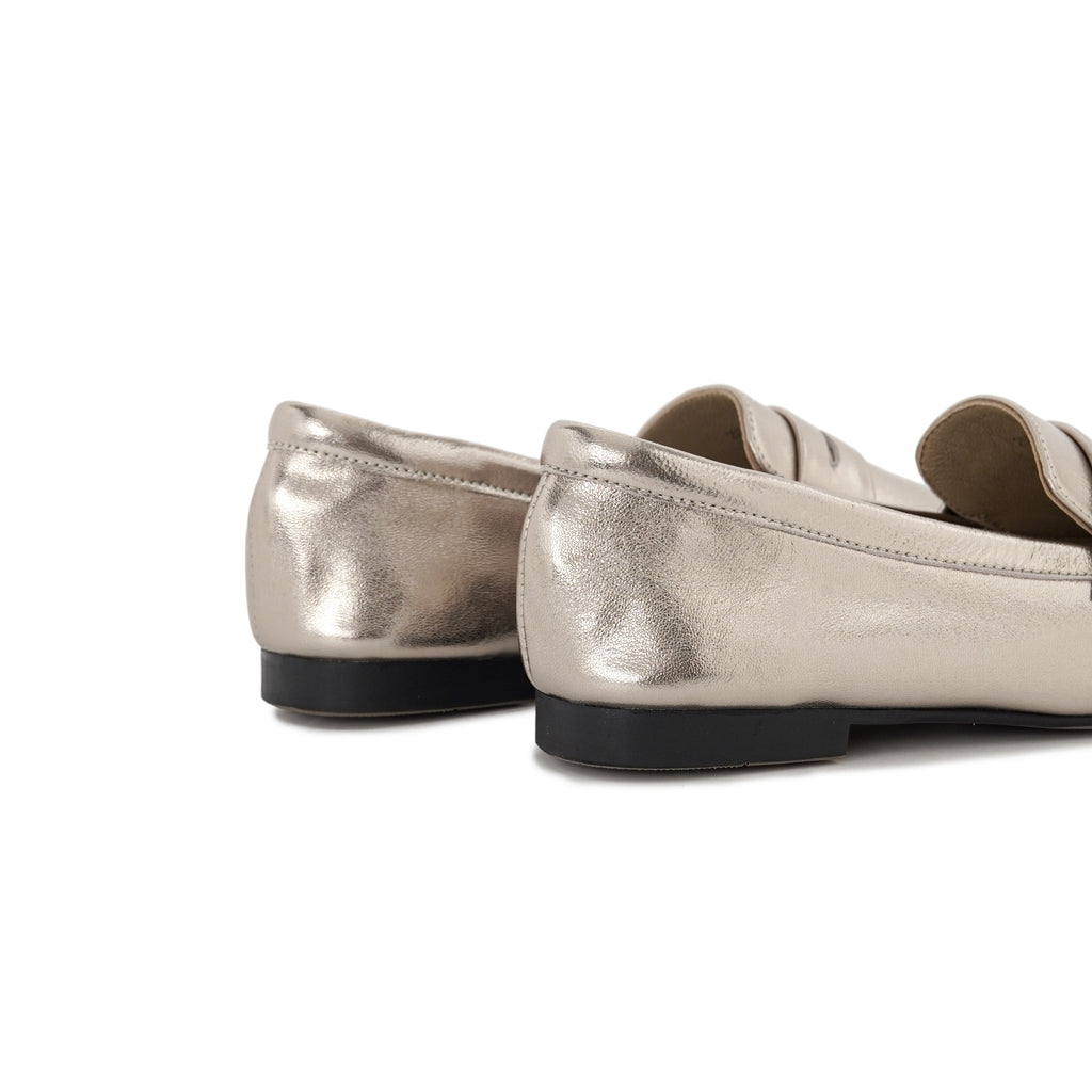 Almond-Toe Penny Loafers - Champagne
