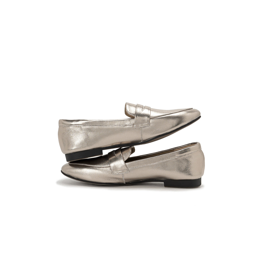 Almond-Toe Penny Loafers - Champagne
