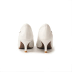 Pointed-Toe Low Heel Pumps - White