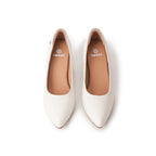 Pointed-Toe Low Heel Pumps - White