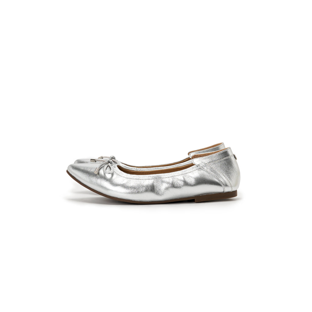 Pointed-Toe Ballet Flats - Silver