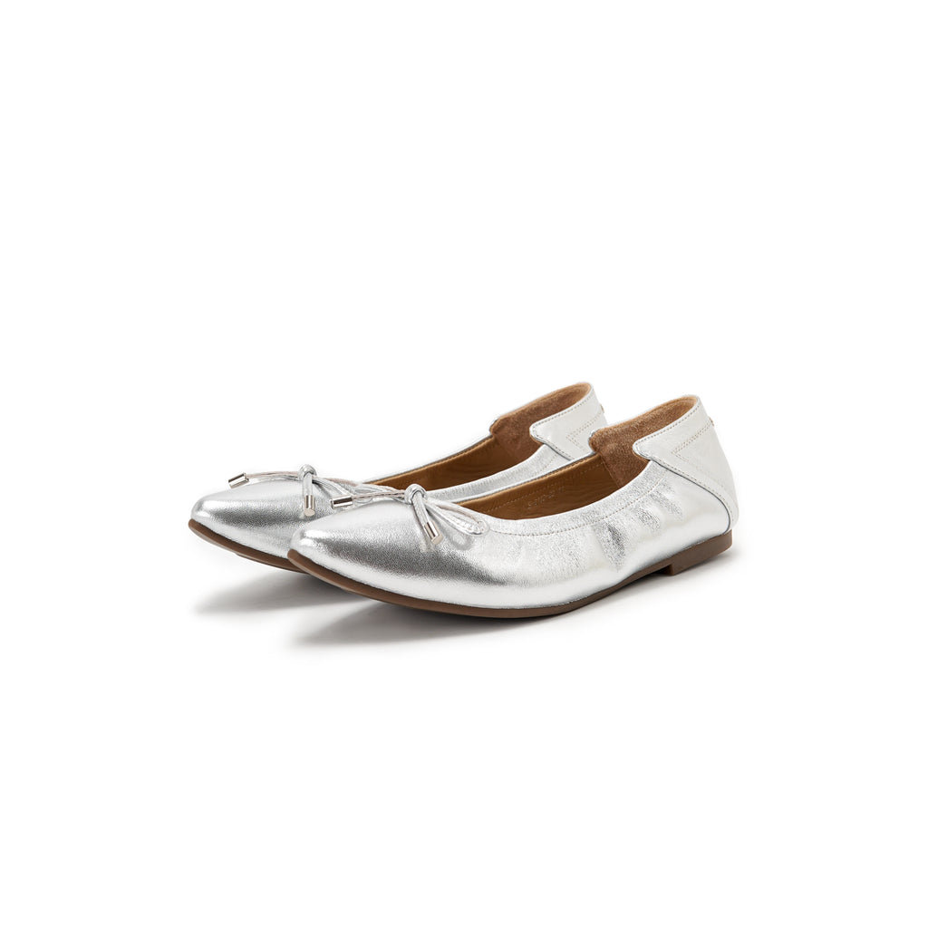 Pointed-Toe Ballet Flats - Silver