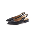 Pointed-Toe Slingback Block Heel Pumps - Black