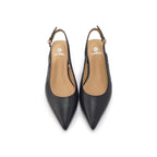 Pointed-Toe Slingback Block Heel Pumps - Black