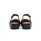 Pointed-Toe Slingback Block Heel Pumps - Black