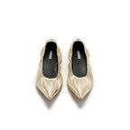 Pointed-Toe Kitten Heels - Gold