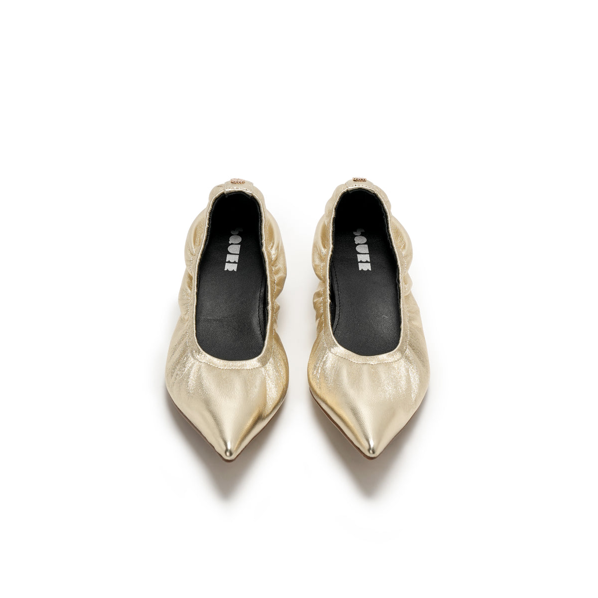 Pointed-Toe Kitten Heels - Gold