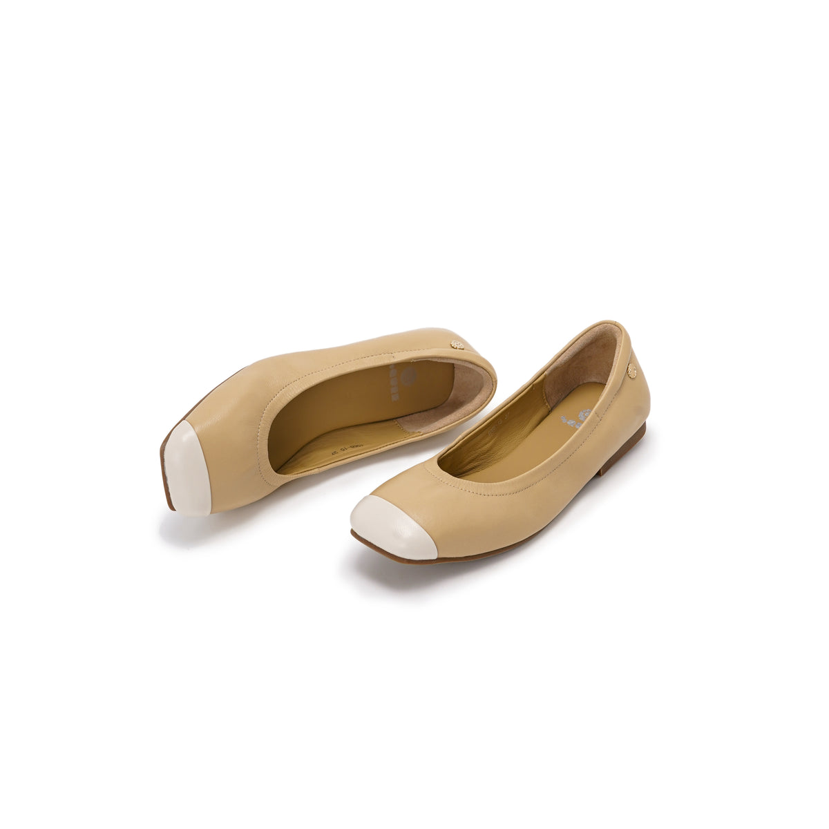 Duo Tone Square-Toe Flats - Nude