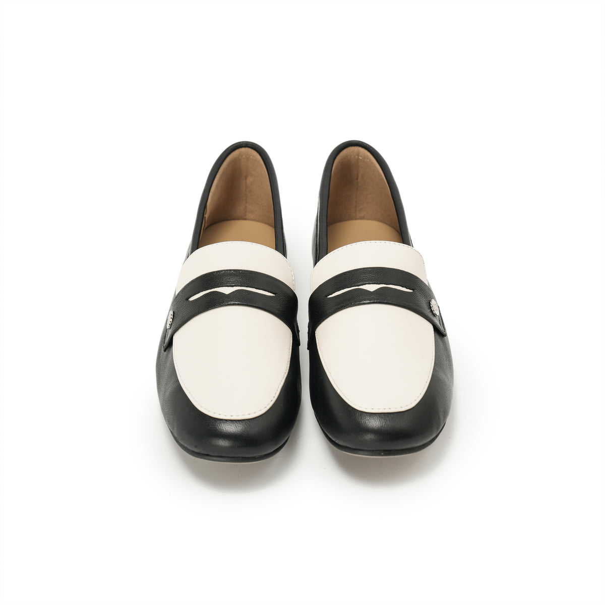 Almond-Toe Penny Loafers - Black Ivory