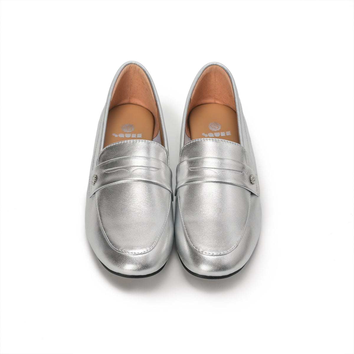 Almond-Toe Penny Loafers - Silver