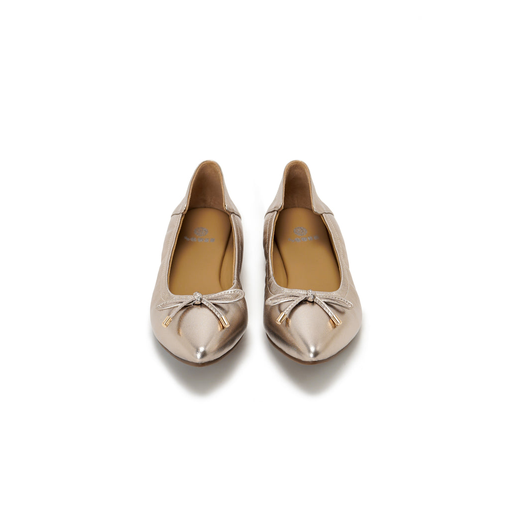 Pointed-Toe Ballet Flats - Champagne