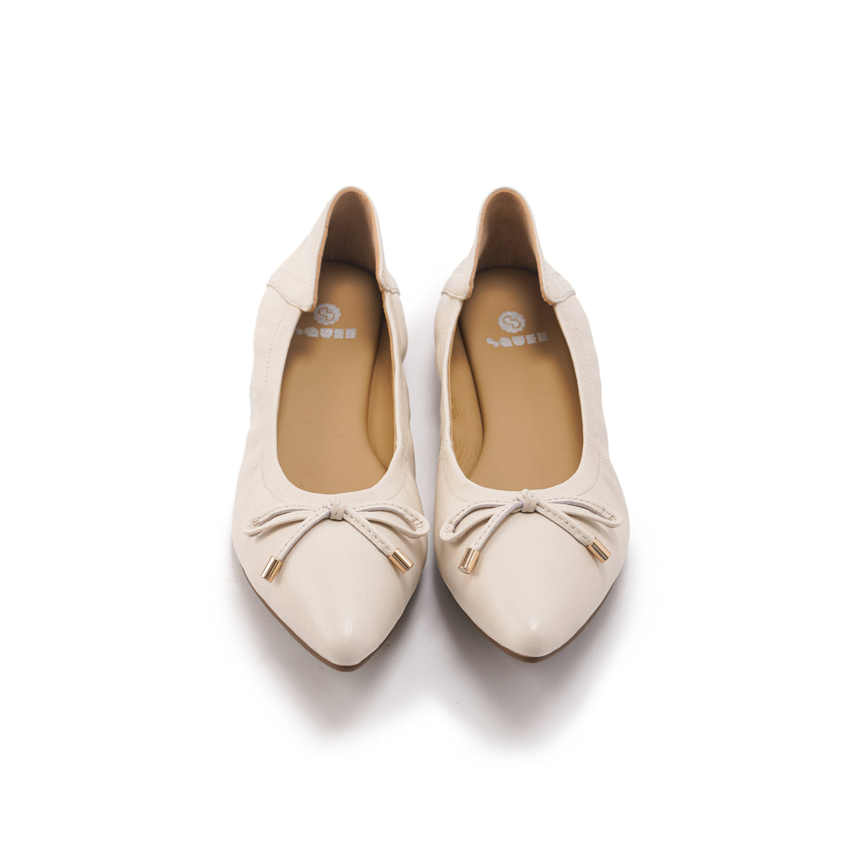 Pointed-Toe Ballet Flats - Ivory
