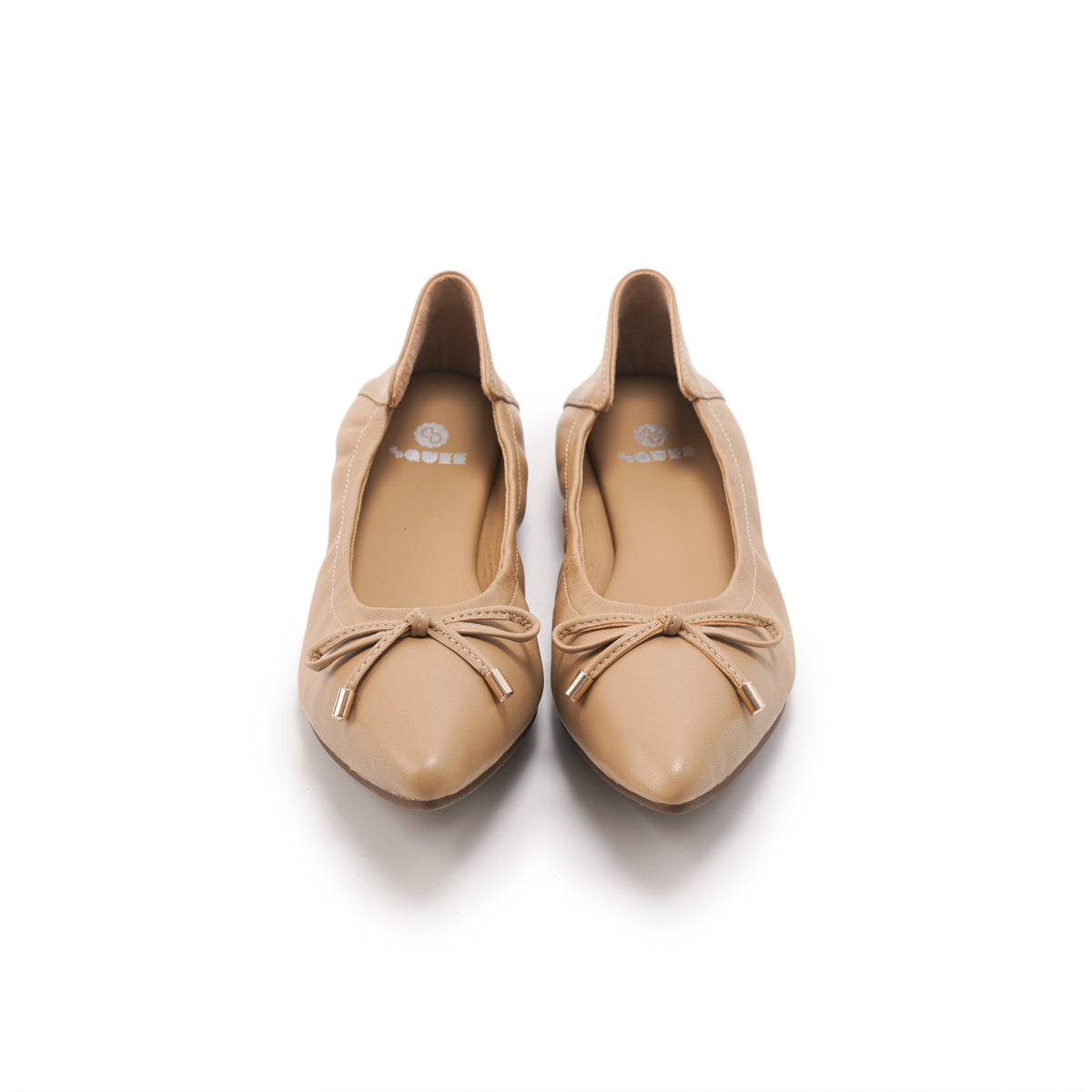 Pointed-Toe Ballet Flats - Nude