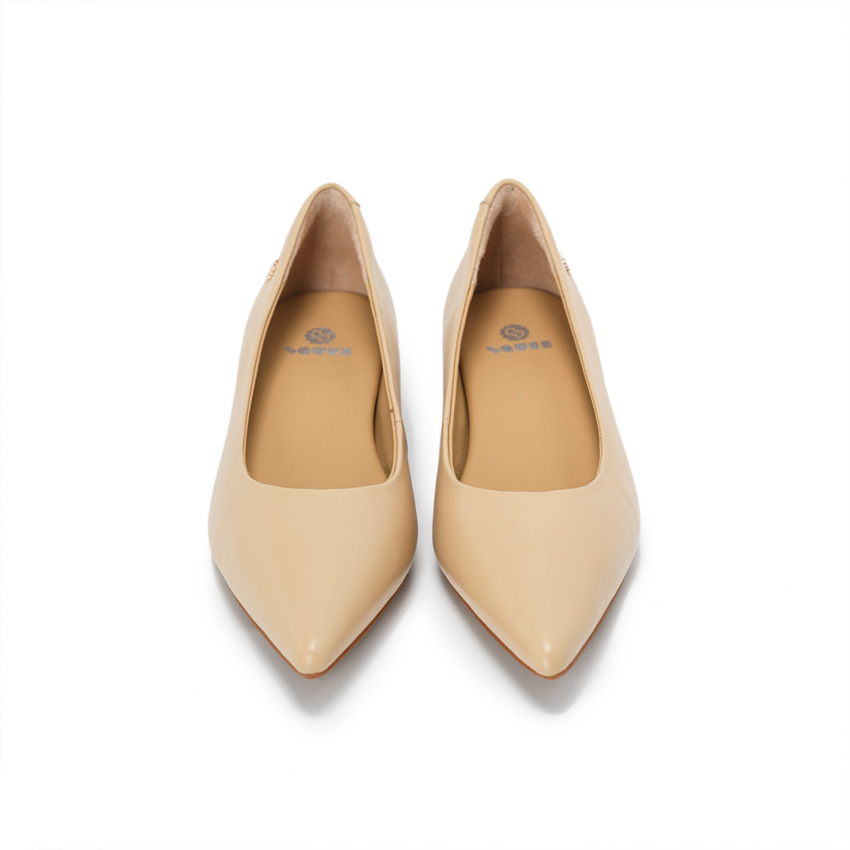 Pointed-Toe Block Heel Pumps - Nude
