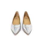 Pointed-Toe Block Heel Pumps - Silver