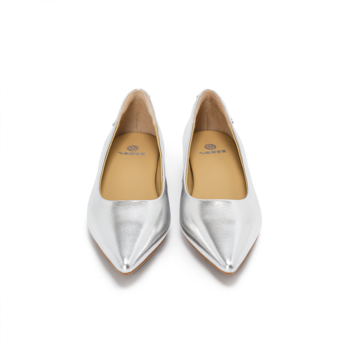 Pointed-Toe Block Heel Pumps - Silver