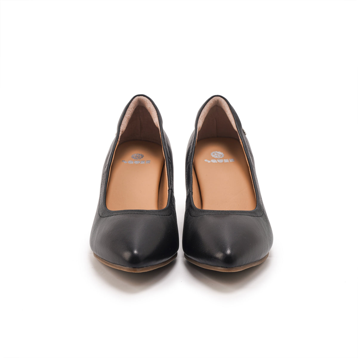 Pointed-Toe Low Heel Pumps - Black