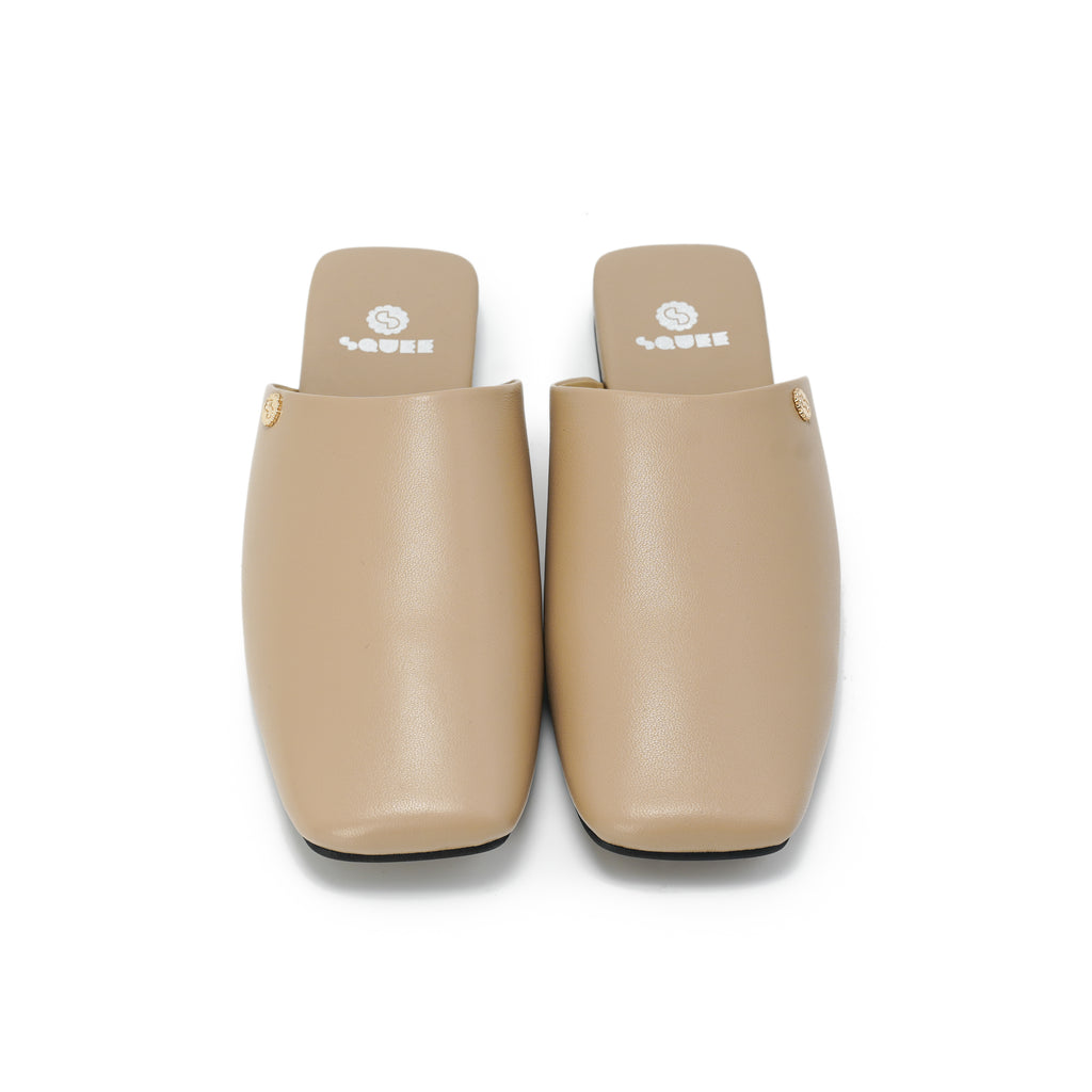 Square-Toe Slip On Mules - Nude