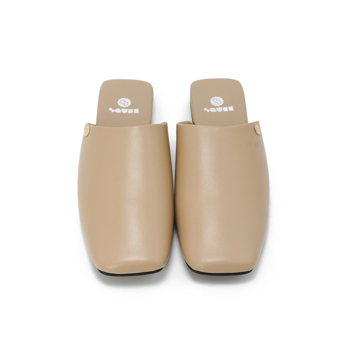 Square-Toe Slip On Mules - Nude
