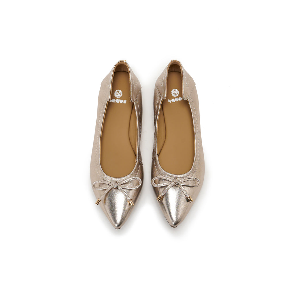 Pointed-Toe Ballet Flats - Champagne