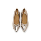 Pointed-Toe Ballet Flats - Champagne