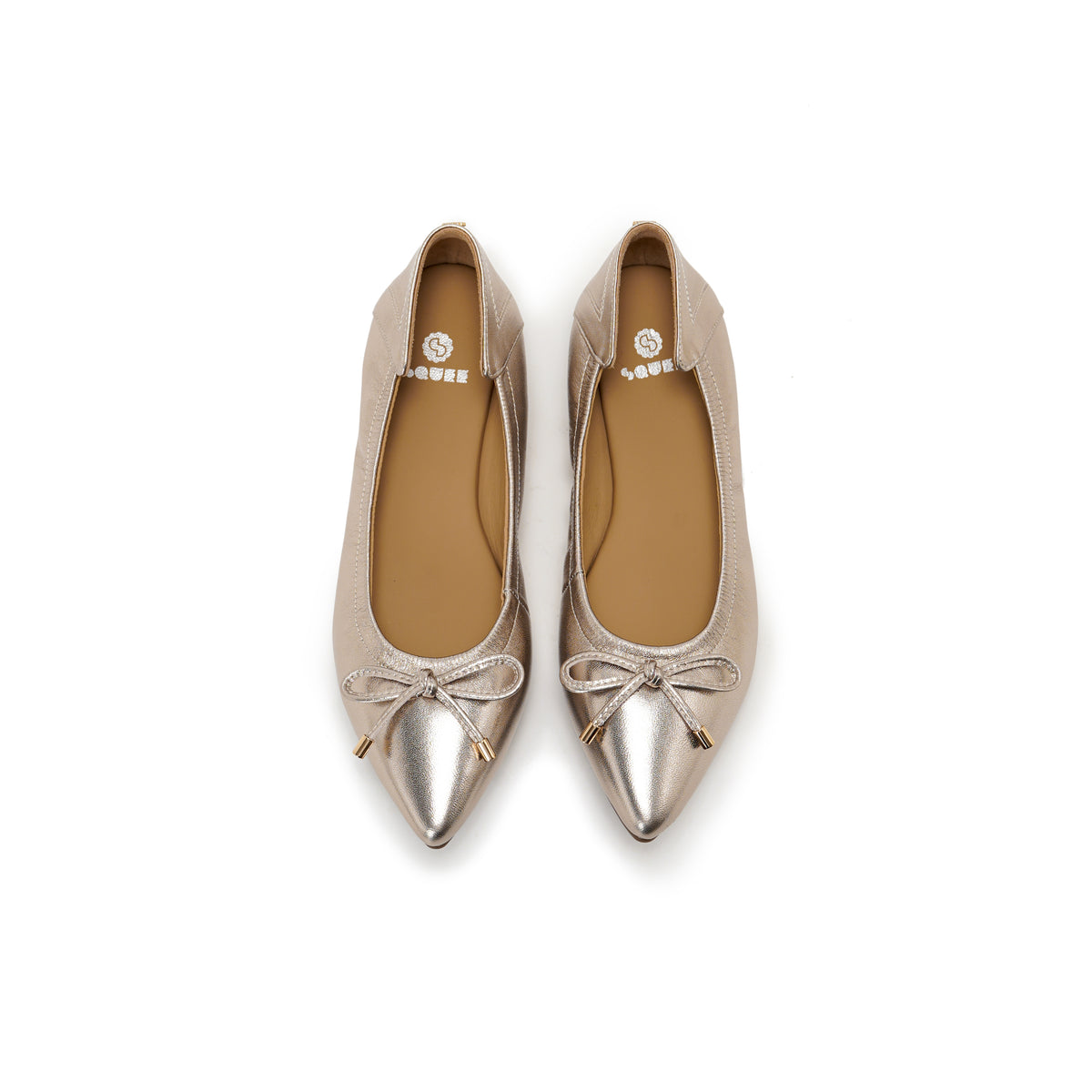 Pointed-Toe Ballet Flats - Champagne