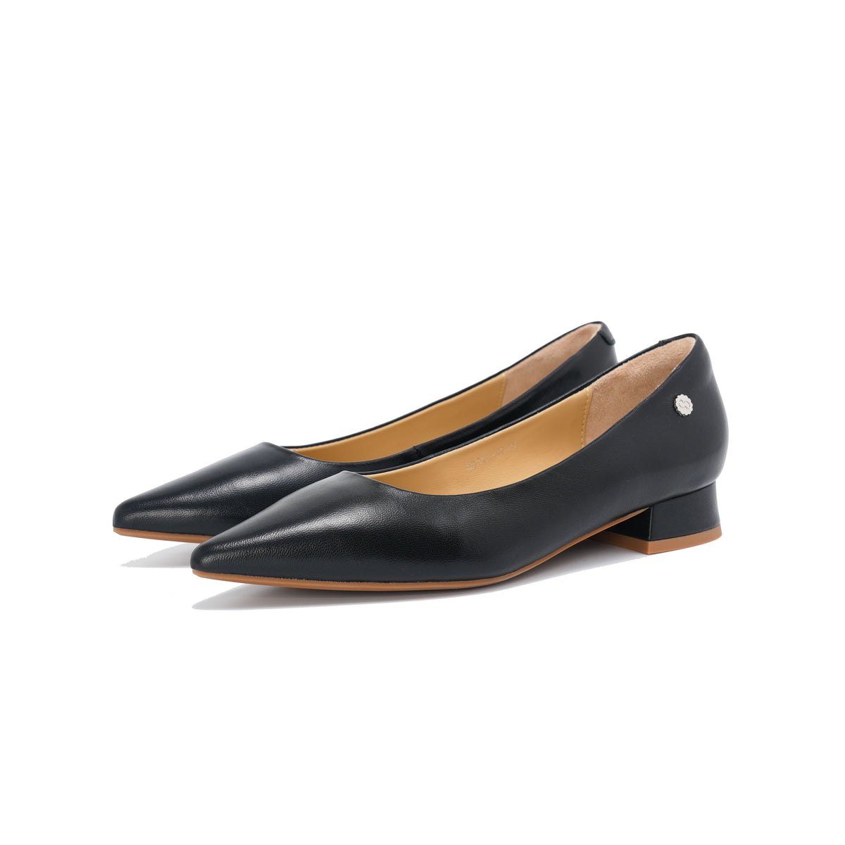 Pointed-Toe Block Heel Pumps - Black