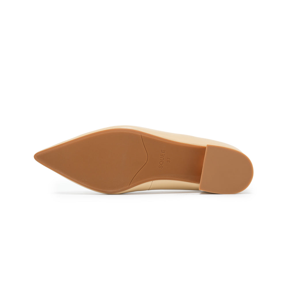 Pointed-Toe Block Heel Pumps - Nude