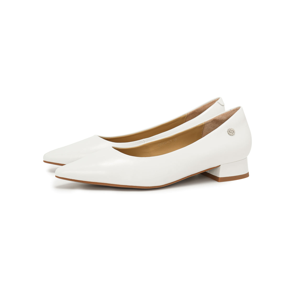 Pointed-Toe Block Heel Pumps - White