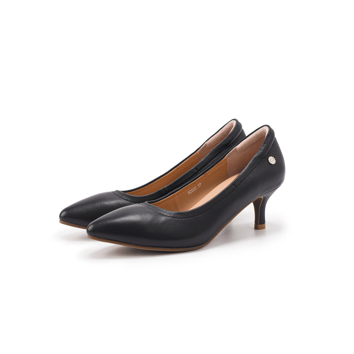 Pointed-Toe Low Heel Pumps - Black