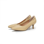 Pointed-Toe Low Heel Pumps - Nude
