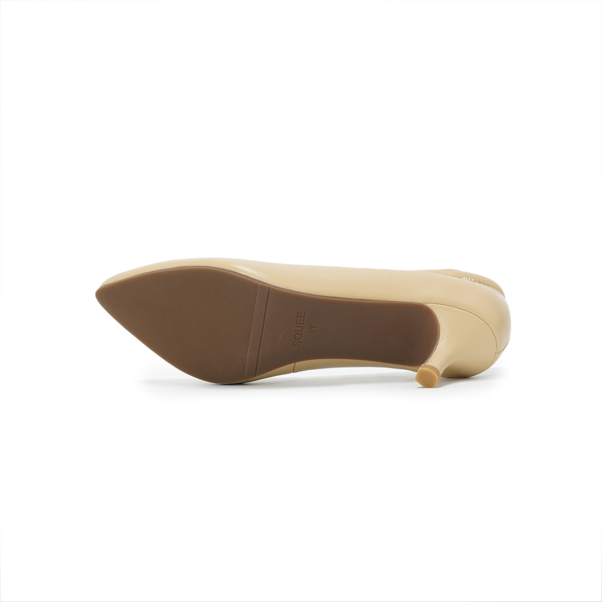 Pointed-Toe Low Heel Pumps - Nude