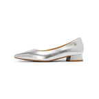 Pointed-Toe Block Heel Pumps - Silver