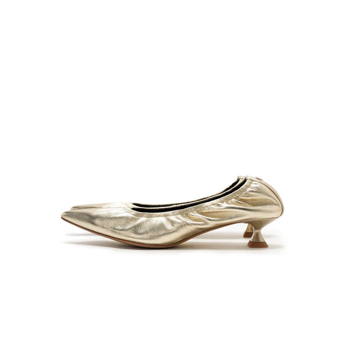 Pointed-Toe Kitten Heels - Gold