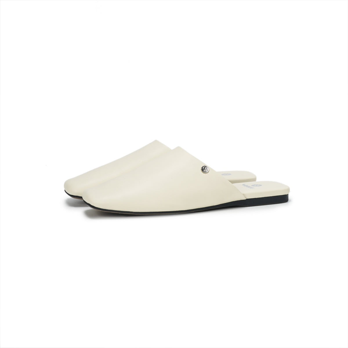 Square-Toe Slip On Mules - Ivory