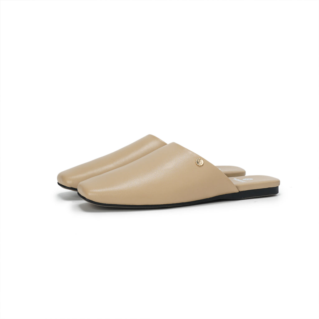 Square-Toe Slip On Mules - Nude