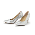 Pointed-Toe Stiletto Pumps - Silver