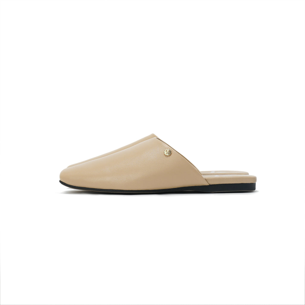 Square-Toe Slip On Mules - Nude