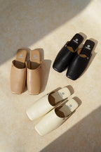 Square-Toe Slip On Mules - Nude