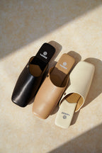 Square-Toe Slip On Mules - Nude