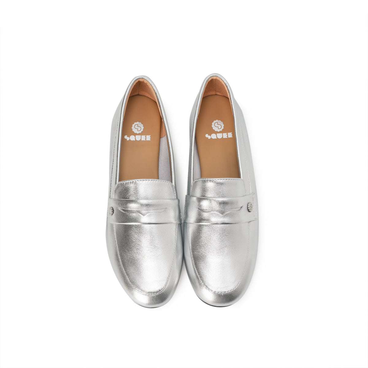 Almond-Toe Penny Loafers - Silver