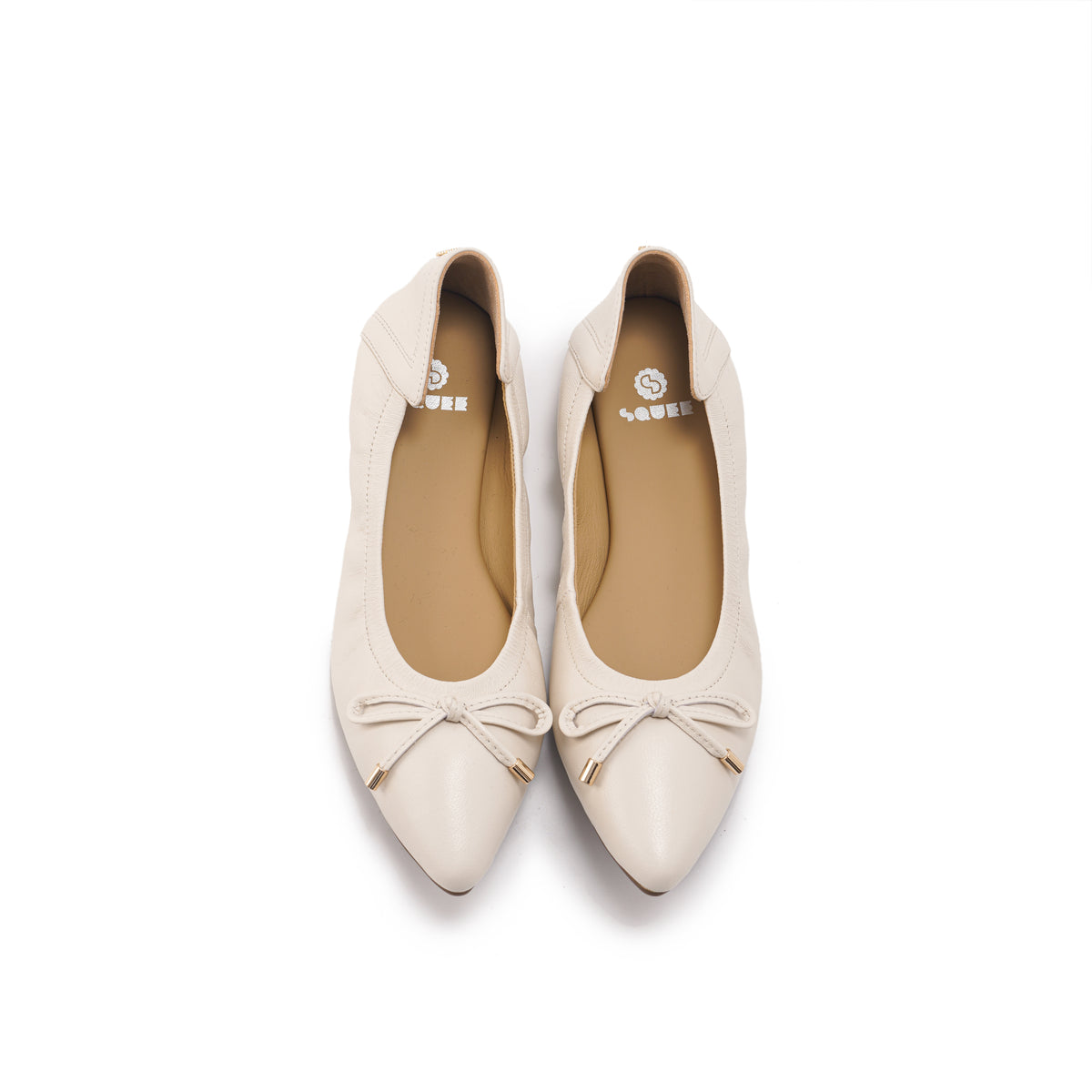 Pointed-Toe Ballet Flats - Ivory