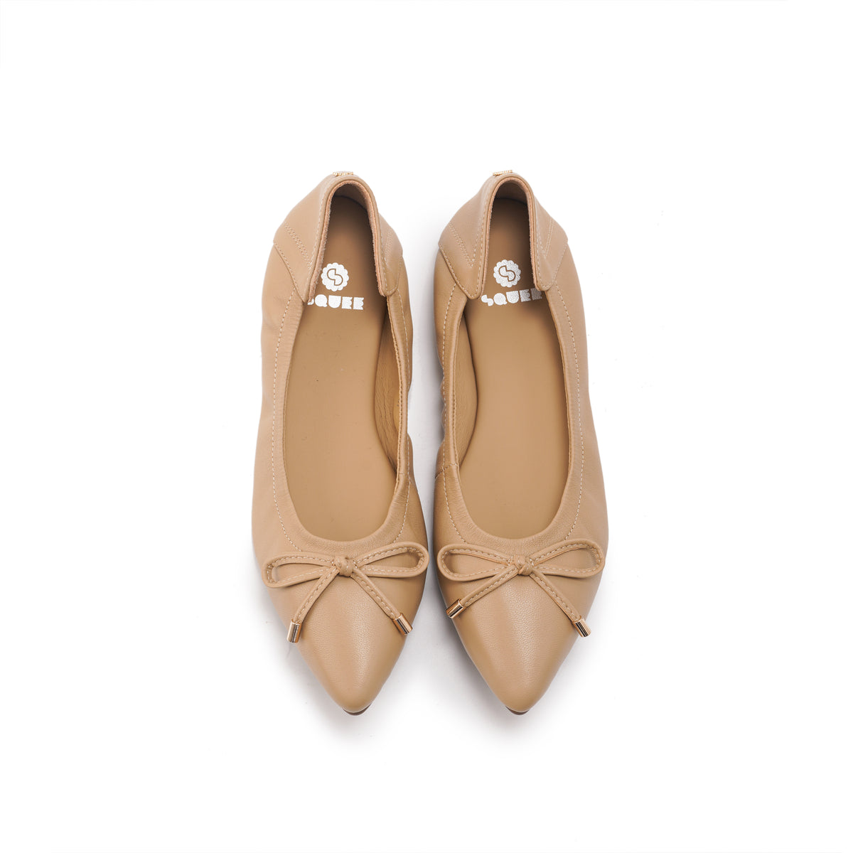Pointed-Toe Ballet Flats - Nude