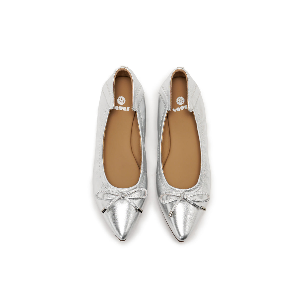 Pointed-Toe Ballet Flats - Silver