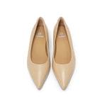 Pointed-Toe Block Heel Pumps - Nude