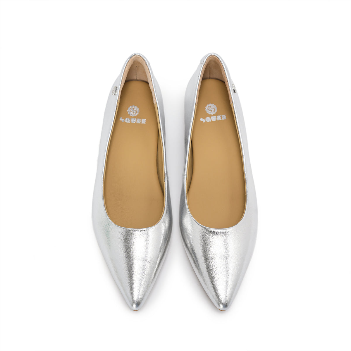 Pointed-Toe Block Heel Pumps - Silver