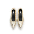 Pointed-Toe Kitten Heels - Gold
