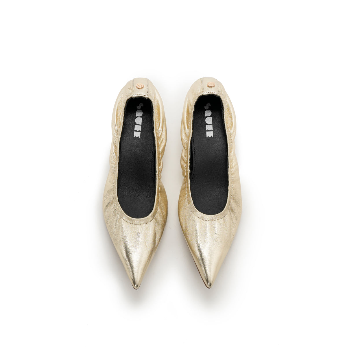 Pointed-Toe Kitten Heels - Gold